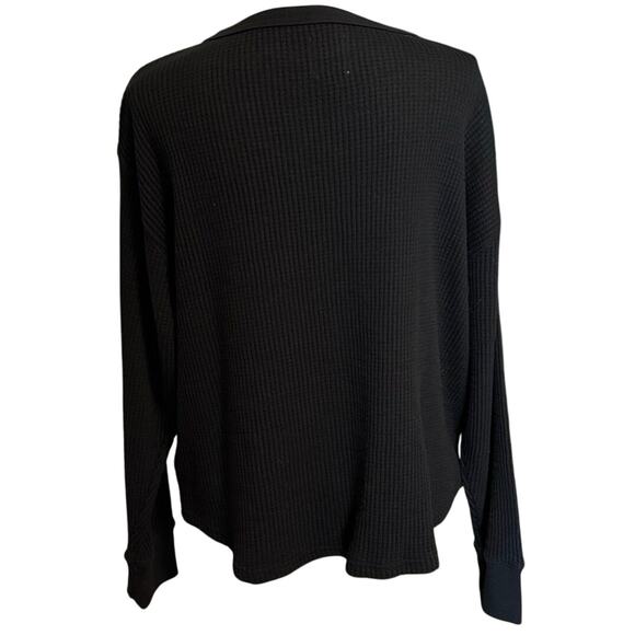 Lot of 2 Gap Size XL Waffle Crewneck Shirt Long Sleeve True Black Deep Dahlia - Picture 5 of 7